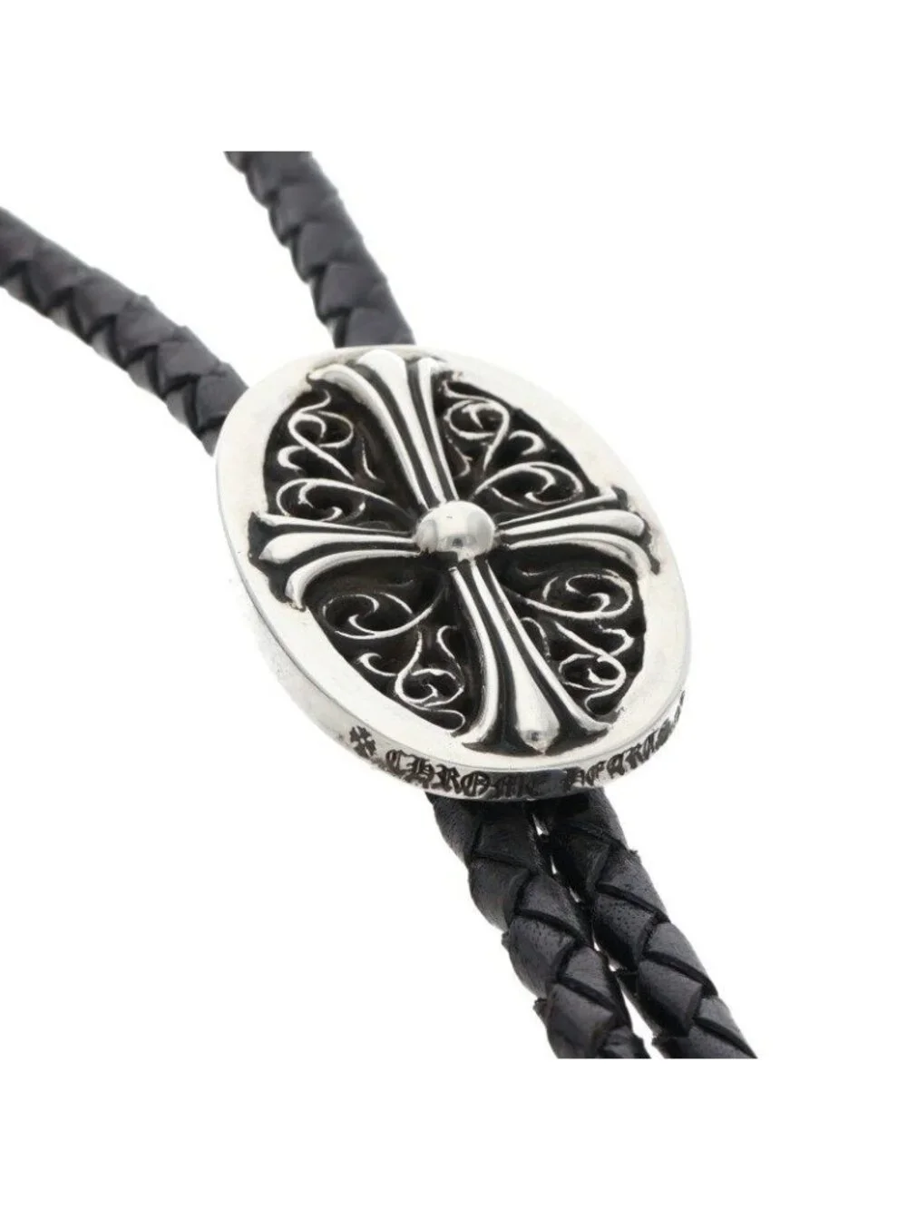Chrome Hearts Bolotie Ovaltiny Tiny Classic Loop Tie Leather Necklace